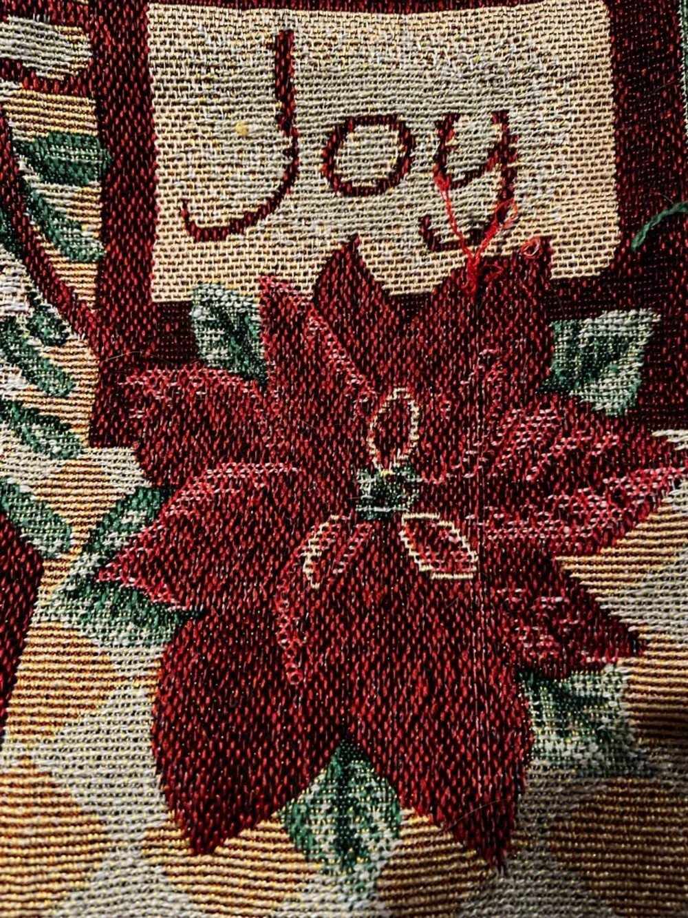 Lot of 6 Holiday Joy Christmas Poinsettia Embroidered Placemats tapestry